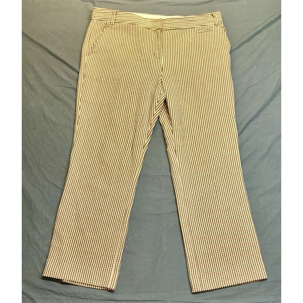 Tory Burch Beige Tan White Blend Striped Ankle Pants Size 14